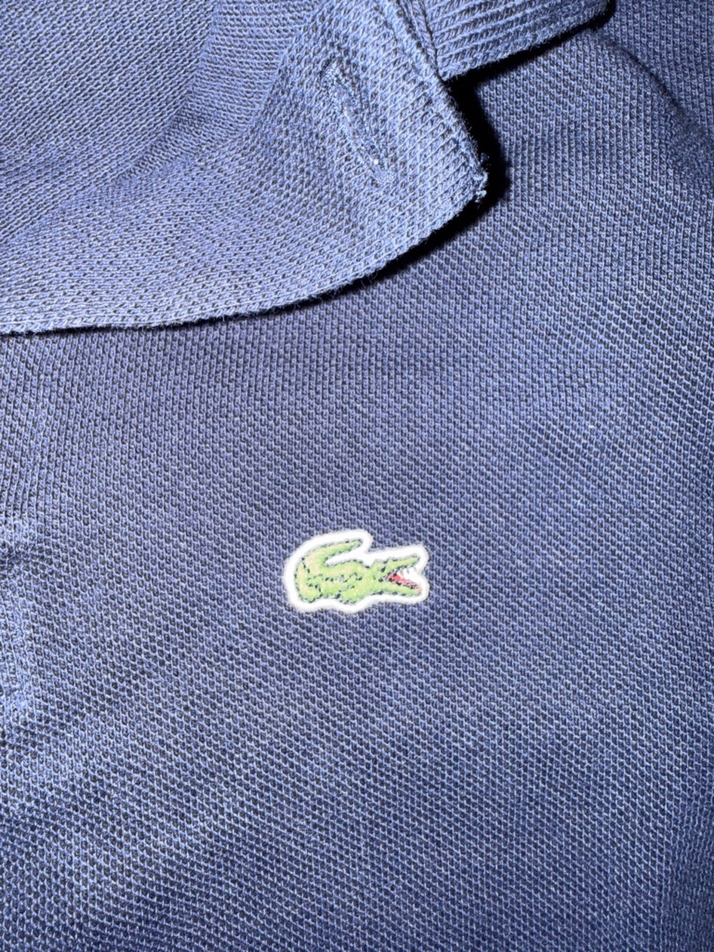 Lacoste Boys Navy Blue Polo Shirt with White Shoulder Stripes - Picture 3 of 7